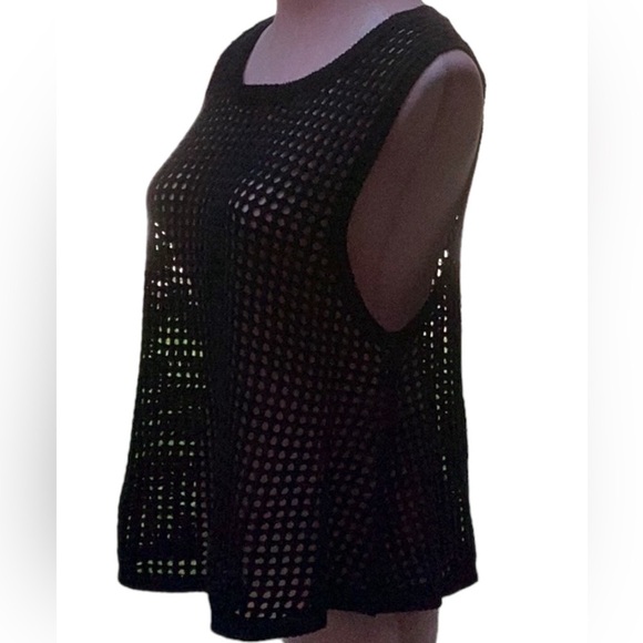 Moon & Madison 2 Piece set Shorts Tank Top Black Crochet Beach Cover up Large - Picture 4 of 9